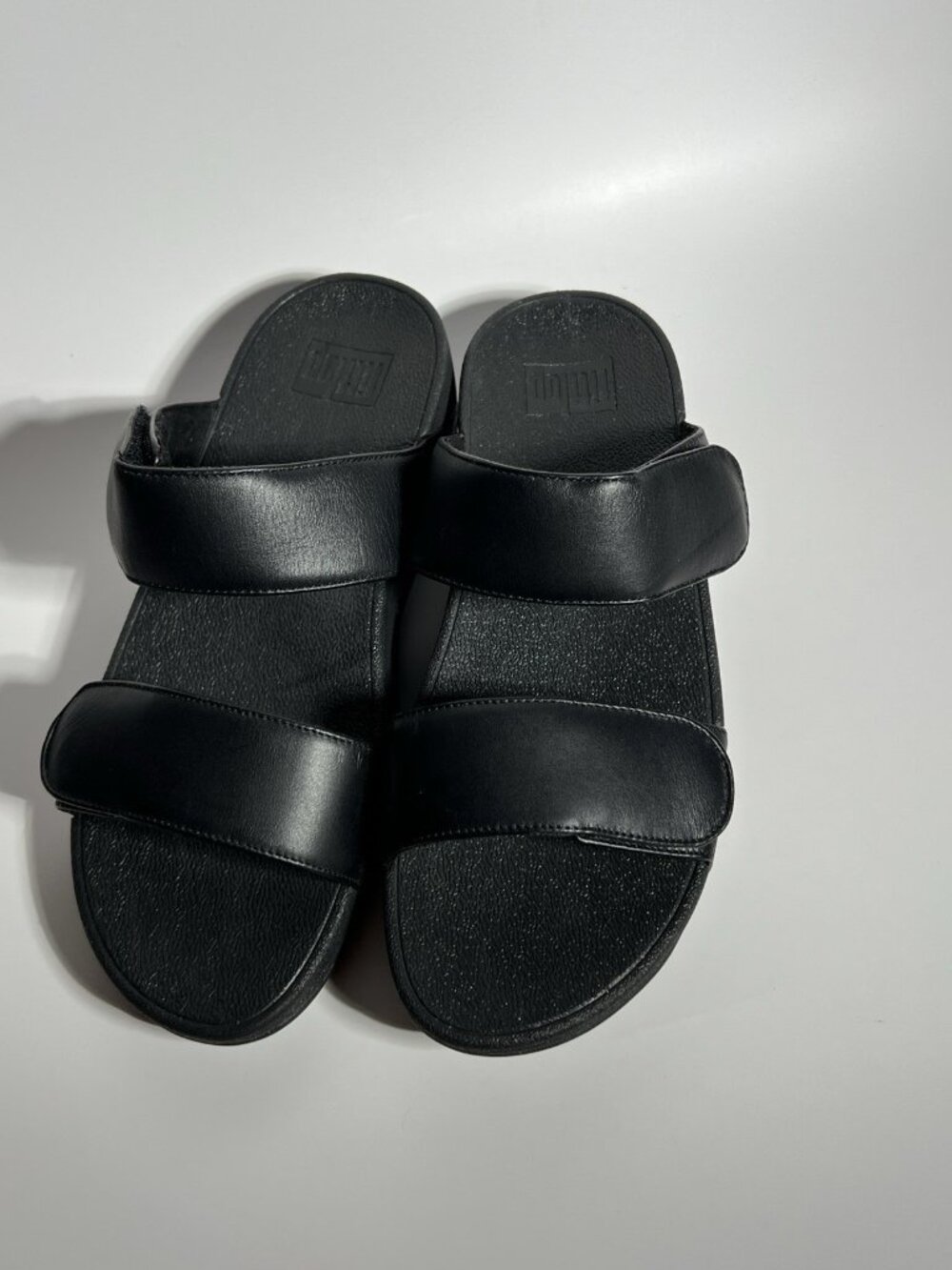 FitFlop Lulu FV6-090 Women’s Black Leather Adjustable Slides Size 8